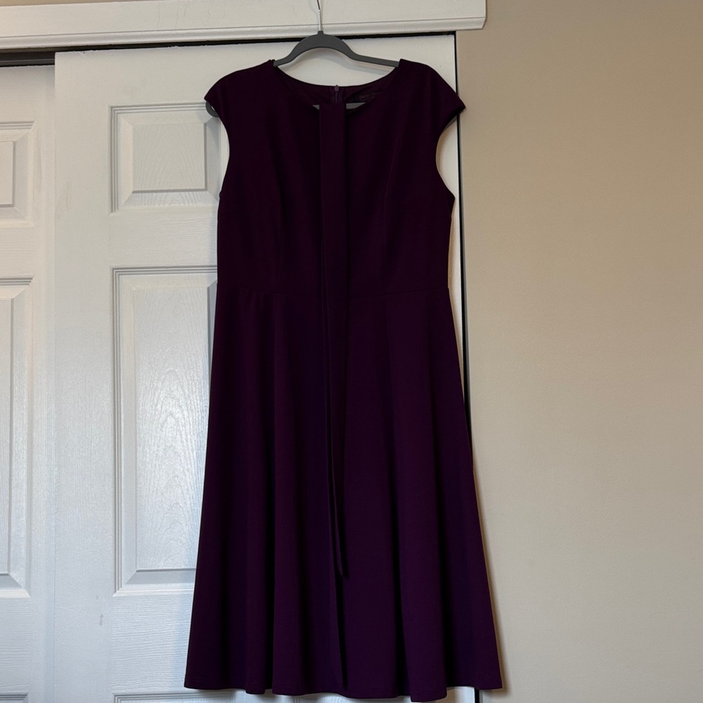 Classic Midi Fit-and-Flare Dress in Deep Plum